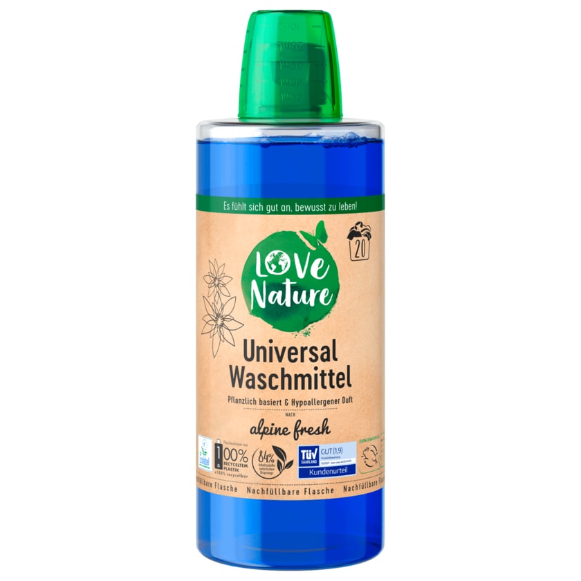 Love Nature Universal Waschmittel flüssig Alpine Fresh 960ml 20WL